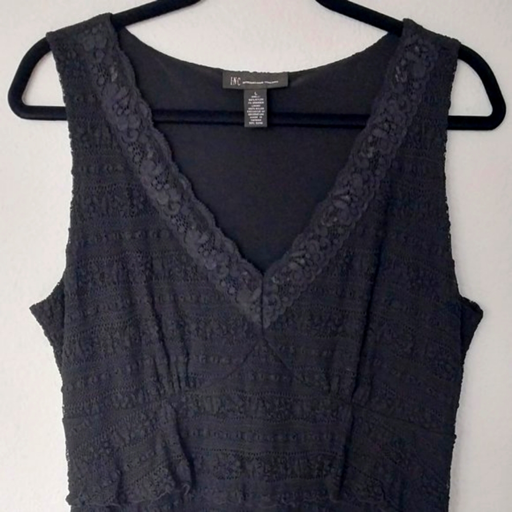 INC International Concepts Tiered Black Lace V-Neck Sleeveless Top NWOT - Picture 2 of 8